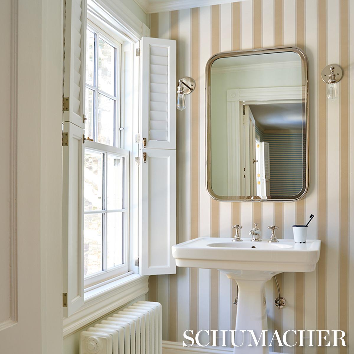 Schumacher Rafe Stripe Neutral Wallpaper