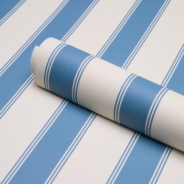 Schumacher Rafe Stripe Azure Wallpaper