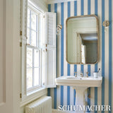 Schumacher Rafe Stripe Azure Wallpaper
