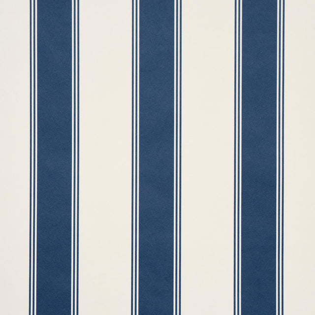 Schumacher Rafe Stripe Indigo Wallpaper