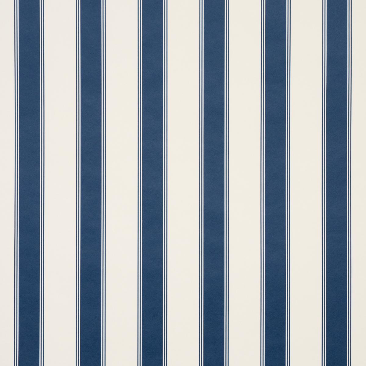 Schumacher Rafe Stripe Indigo Wallpaper