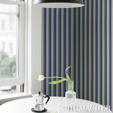 Schumacher Rigsby Stripe Delft Wallpaper