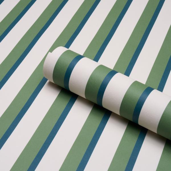 Schumacher Rigsby Stripe Peacock Wallpaper