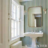 Schumacher Rigsby Stripe Peacock Wallpaper