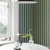 Schumacher Rigsby Stripe Peacock Wallpaper