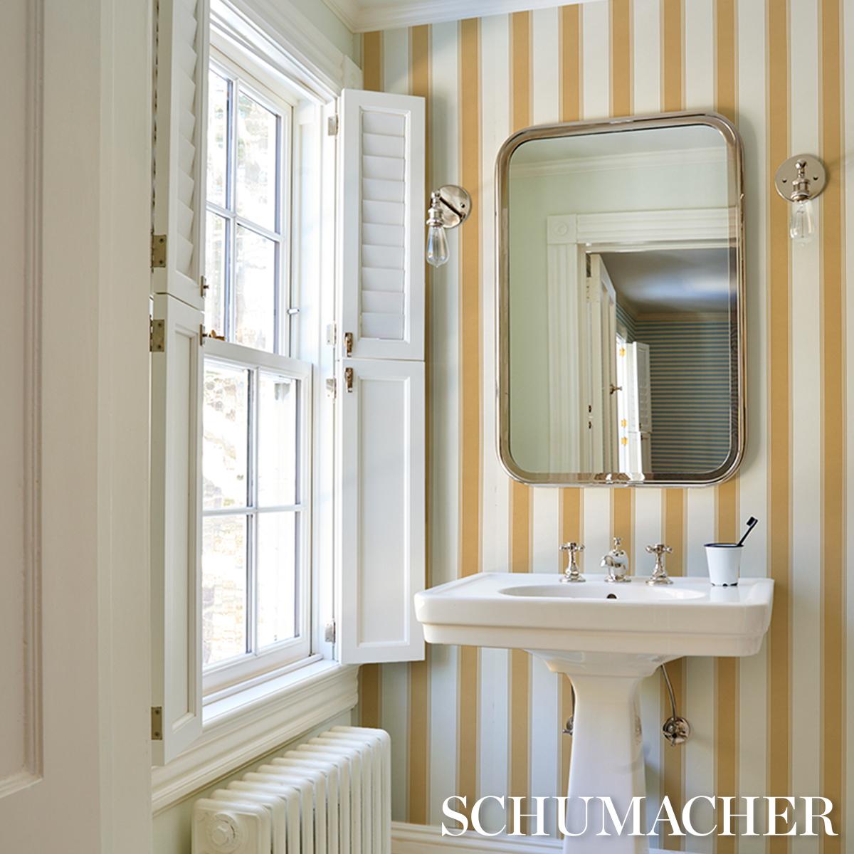 Schumacher Rafe Stripe Marigold Wallpaper
