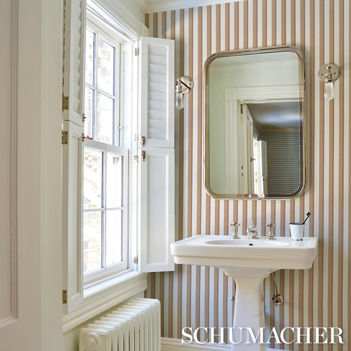 Schumacher Rigsby Stripe Driftwood Wallpaper
