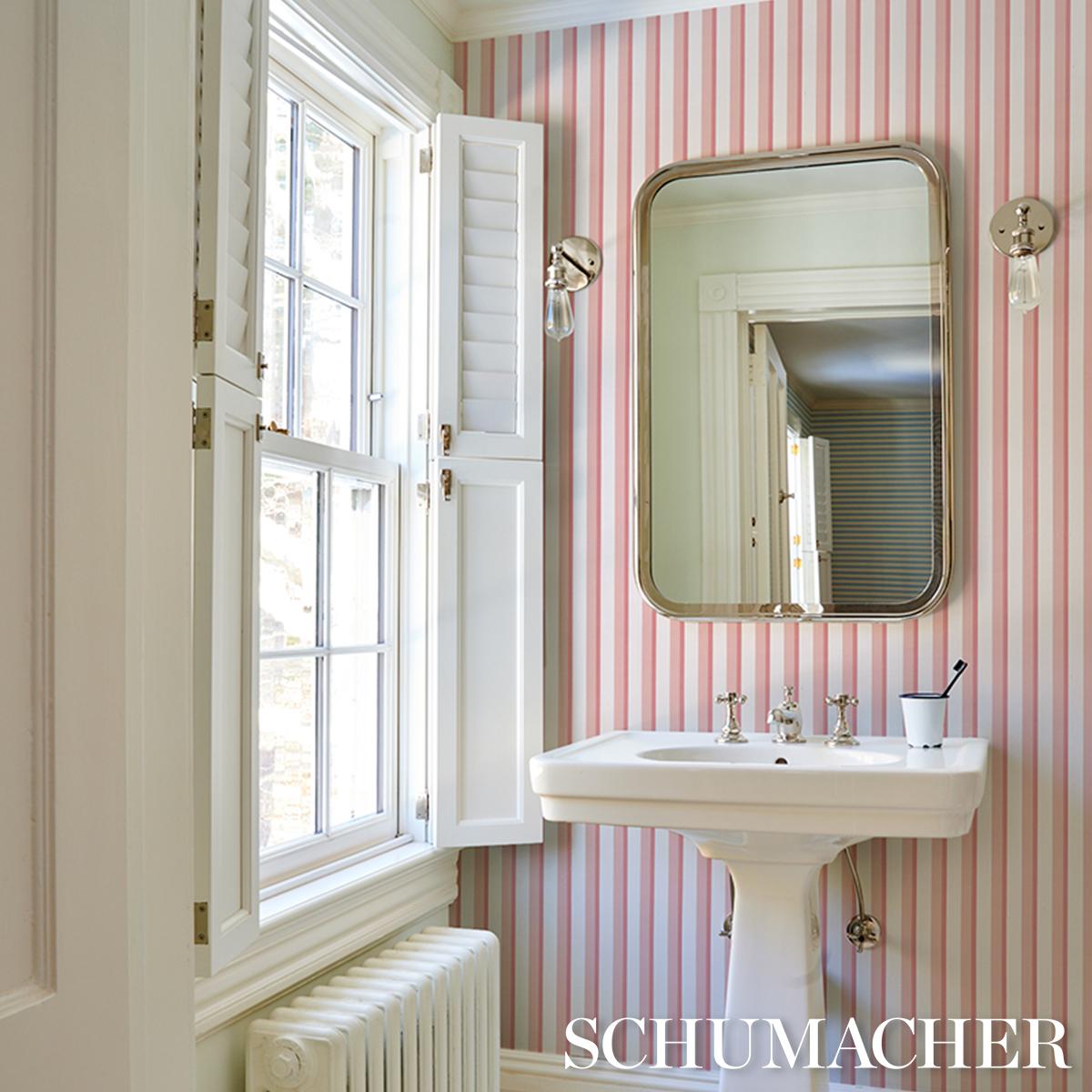 Schumacher Rigsby Stripe Pink Wallpaper