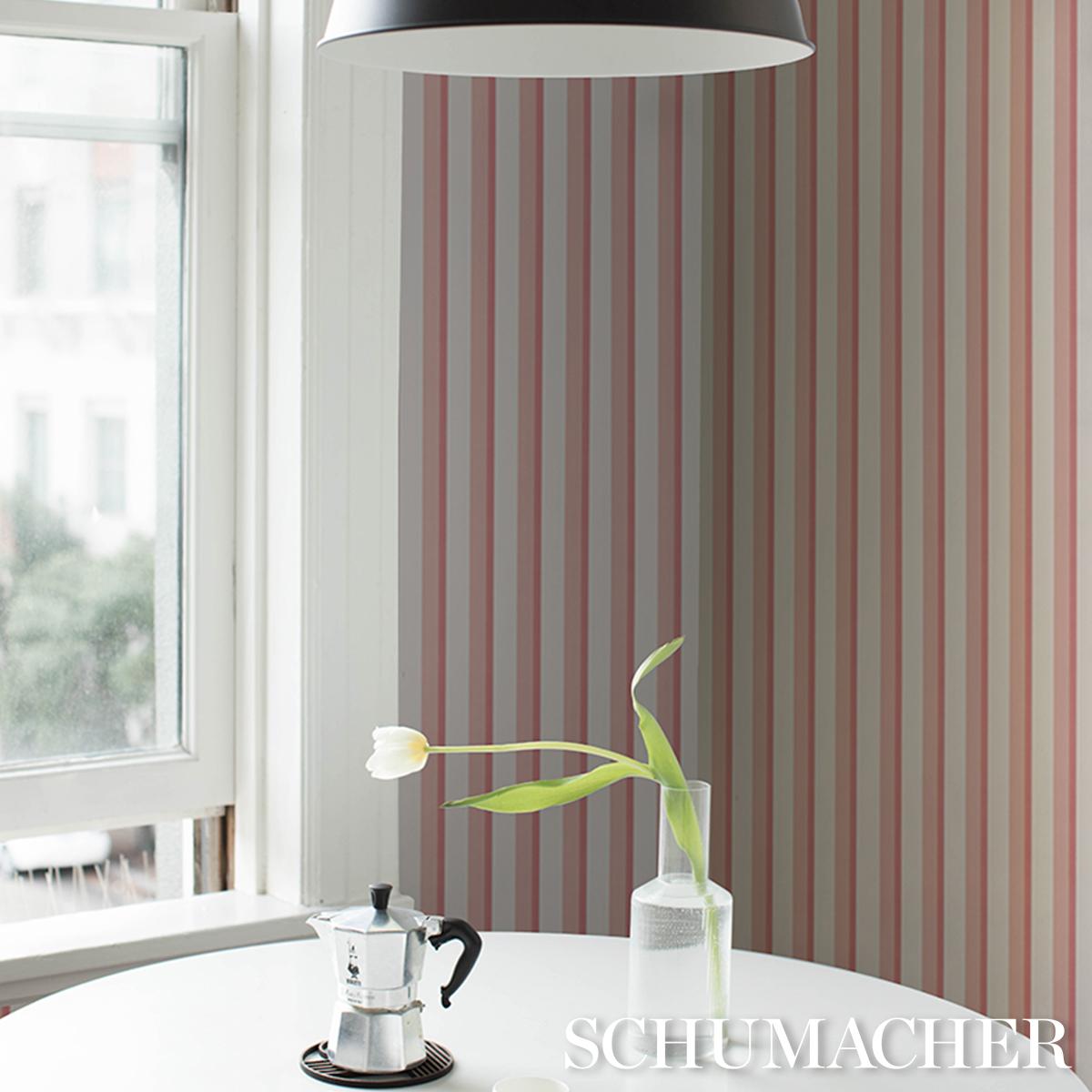 Schumacher Rigsby Stripe Pink Wallpaper