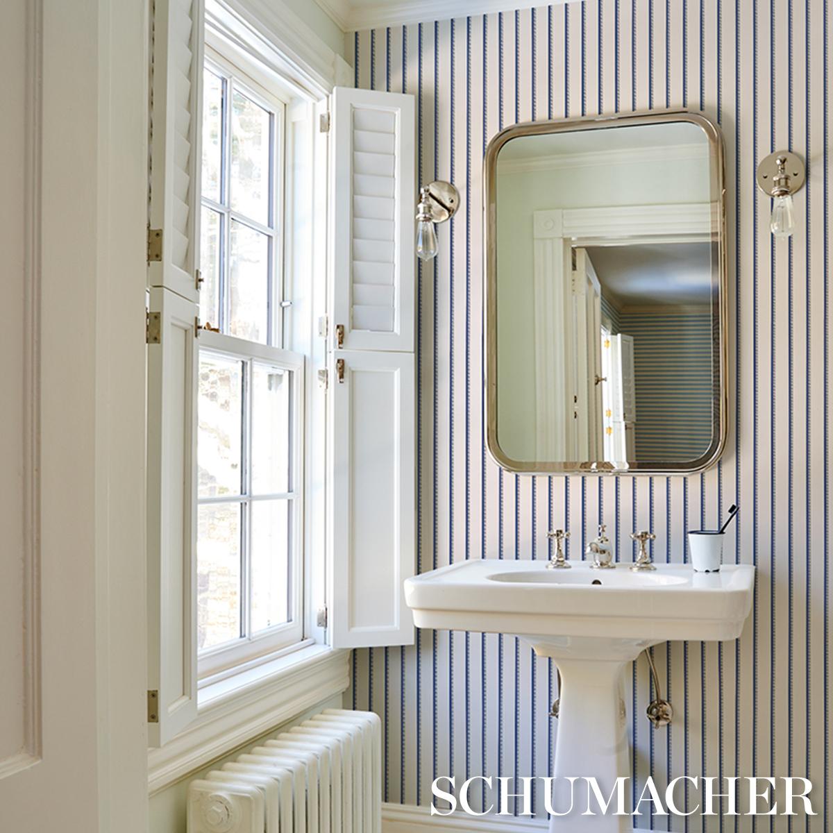 Schumacher Tyla Stripe Indigo Wallpaper