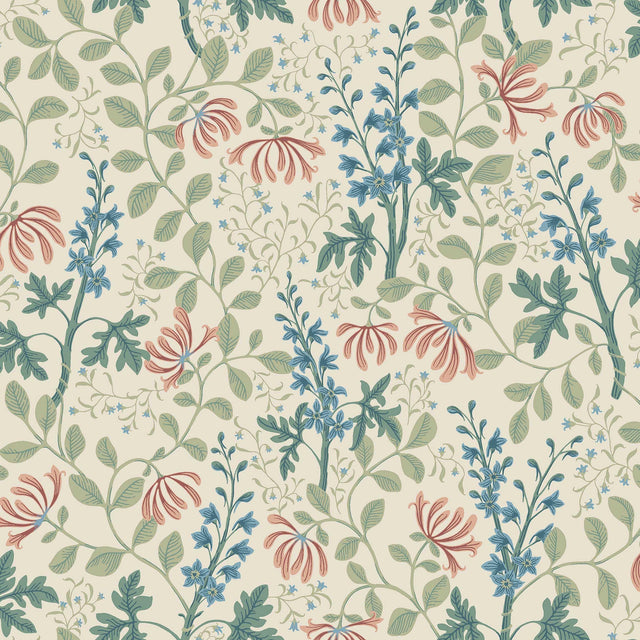 Schumacher Trädgårdsfröjd Natural Wallpaper