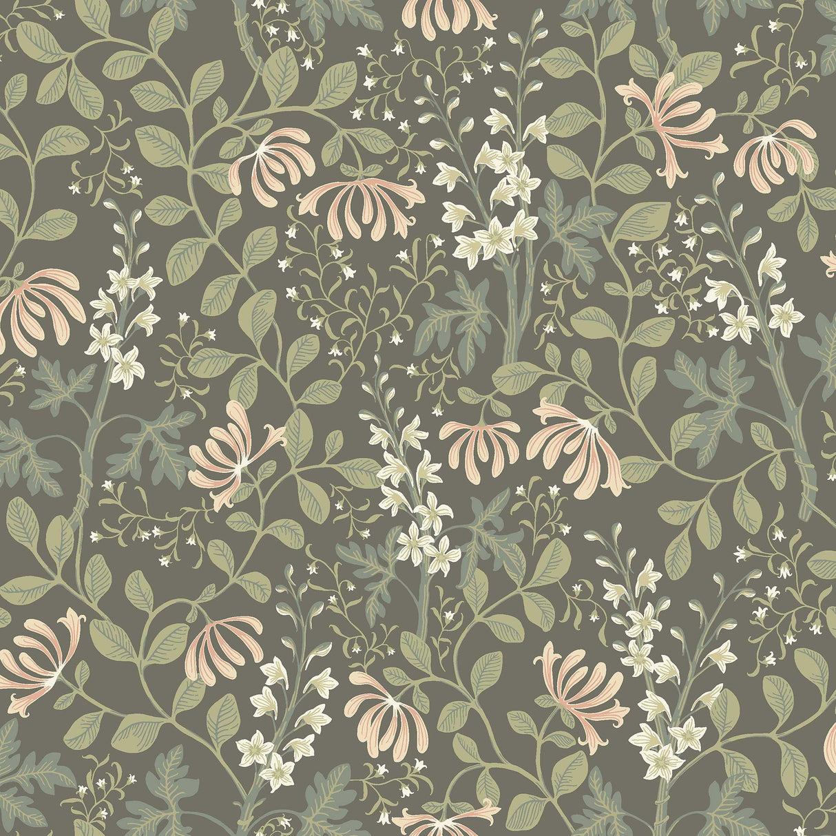 Schumacher Trädgårdsfröjd Charcoal Wallpaper