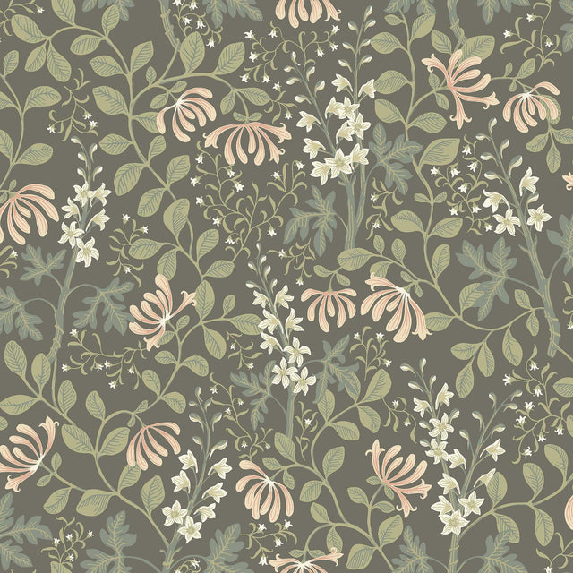Schumacher Trädgårdsfröjd Charcoal Wallpaper