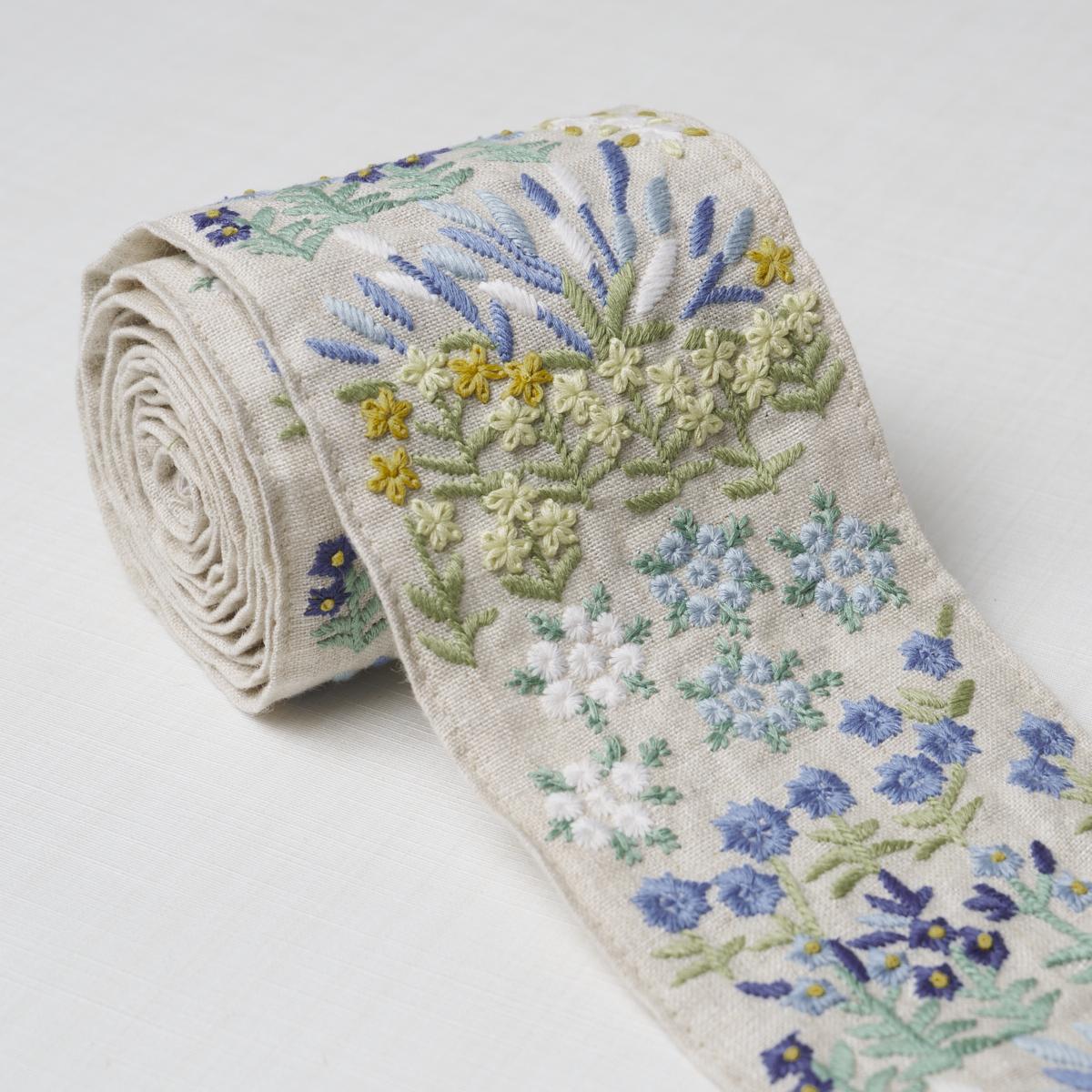 Schumacher Blue Lula Embroidered Tape
