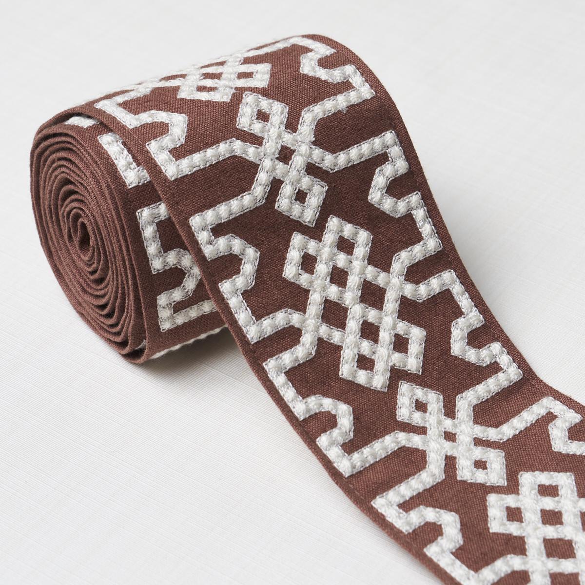 Schumacher Grey On Brown Knotted Trellis Tape