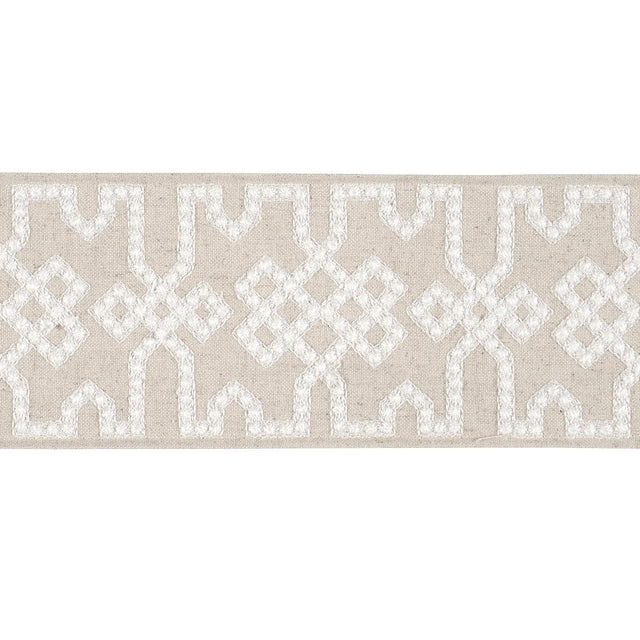 Schumacher Grey On Neutral Knotted Trellis Tape