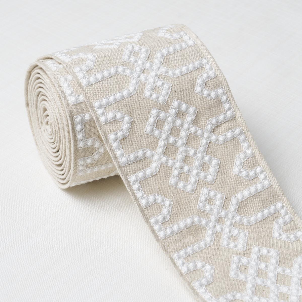 Schumacher Grey On Neutral Knotted Trellis Tape