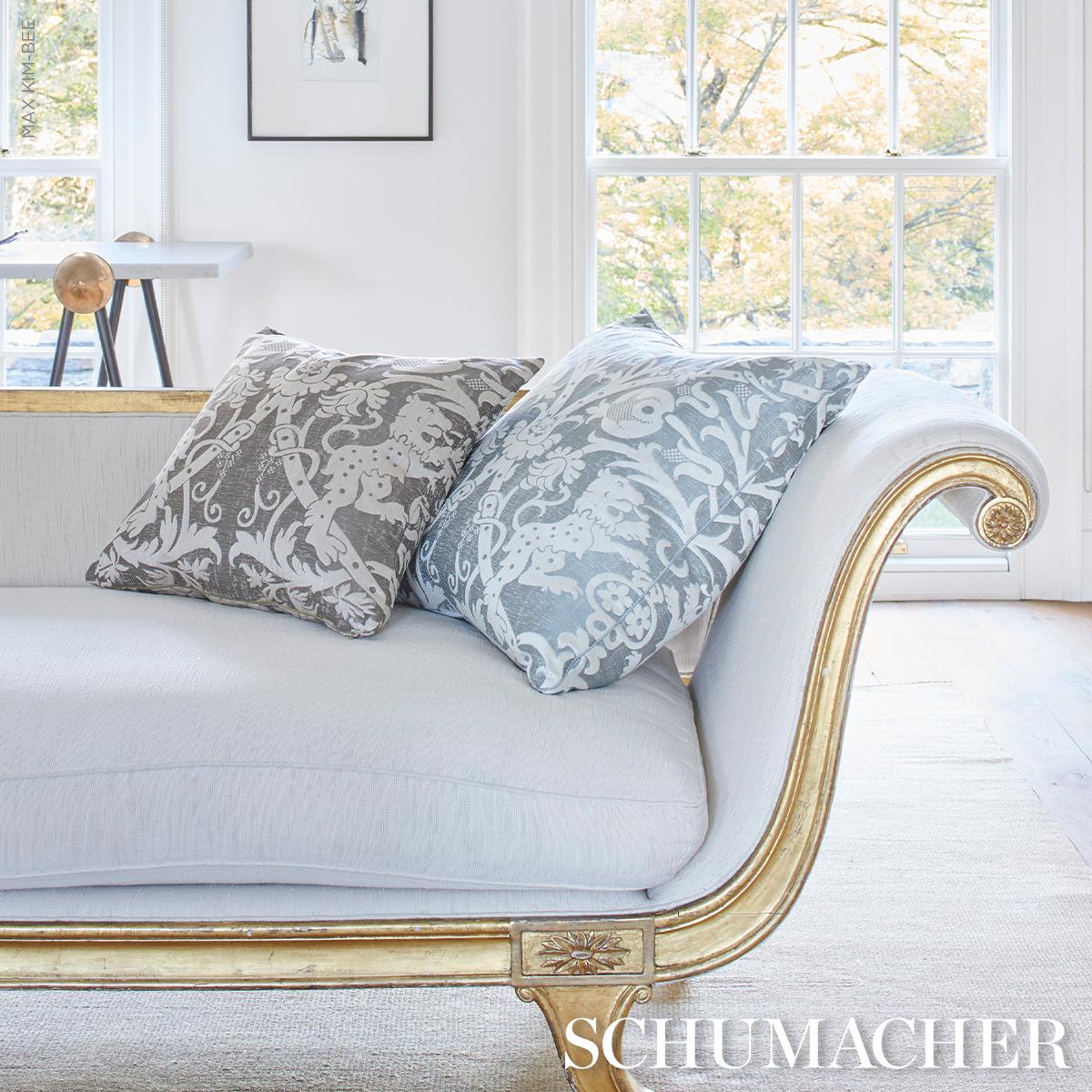 Schumacher Dougal Damask Mist Fabric