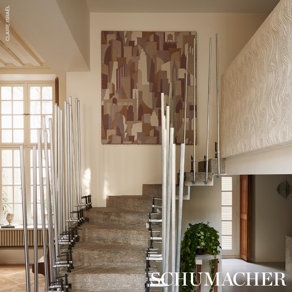 Schumacher The City'S Silent Lines Indoor/Out Merlot Fabric