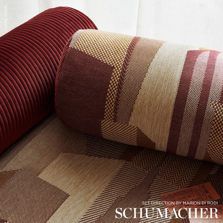 Schumacher The City'S Silent Lines Indoor/Out Merlot Fabric
