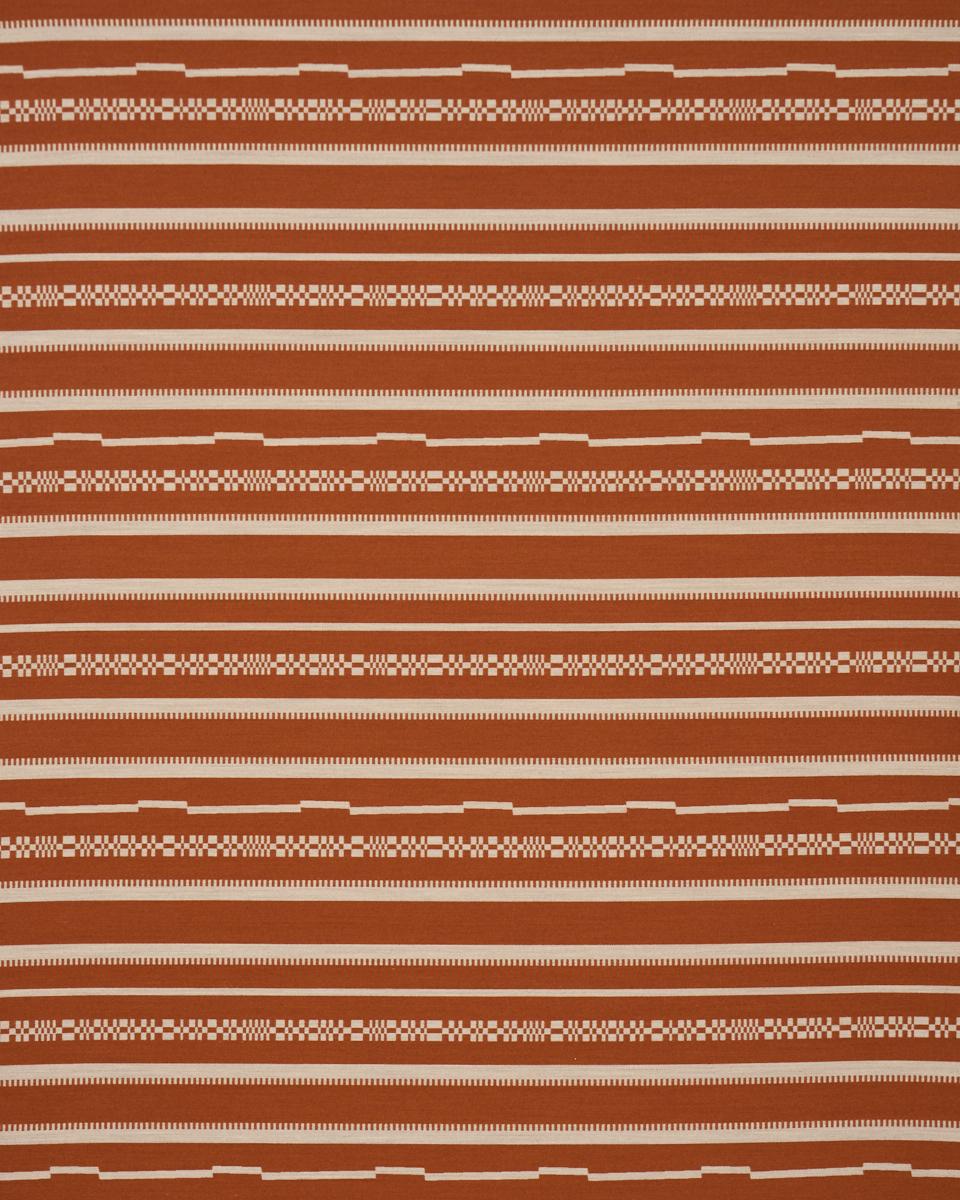 Schumacher Skyline Stripes Reversible Burnt Orange Fabric
