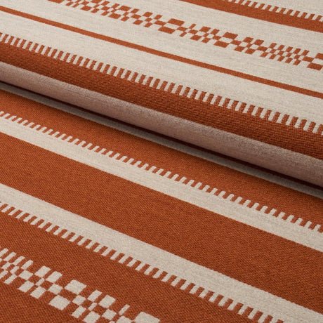 Schumacher Skyline Stripes Reversible Burnt Orange Fabric