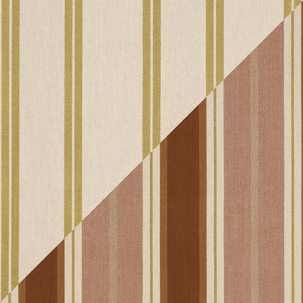 Schumacher Double Face Stripes Terracotta Lime Fabric