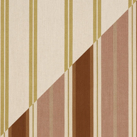 Schumacher Double Face Stripes Terracotta Lime Fabric