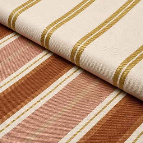 Schumacher Double Face Stripes Terracotta Lime Fabric