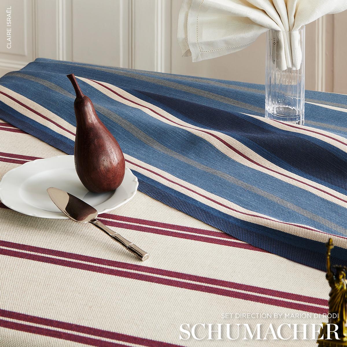 Schumacher Double Face Stripes Denim Rosé Fabric