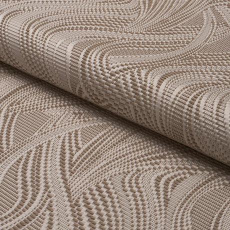 Schumacher Quilted Waves Indoor/Outdoor Metallic Brown Fabric