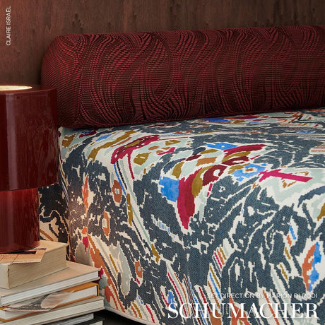 Schumacher Quilted Waves Indoor/Outdoor Merlot Fabric