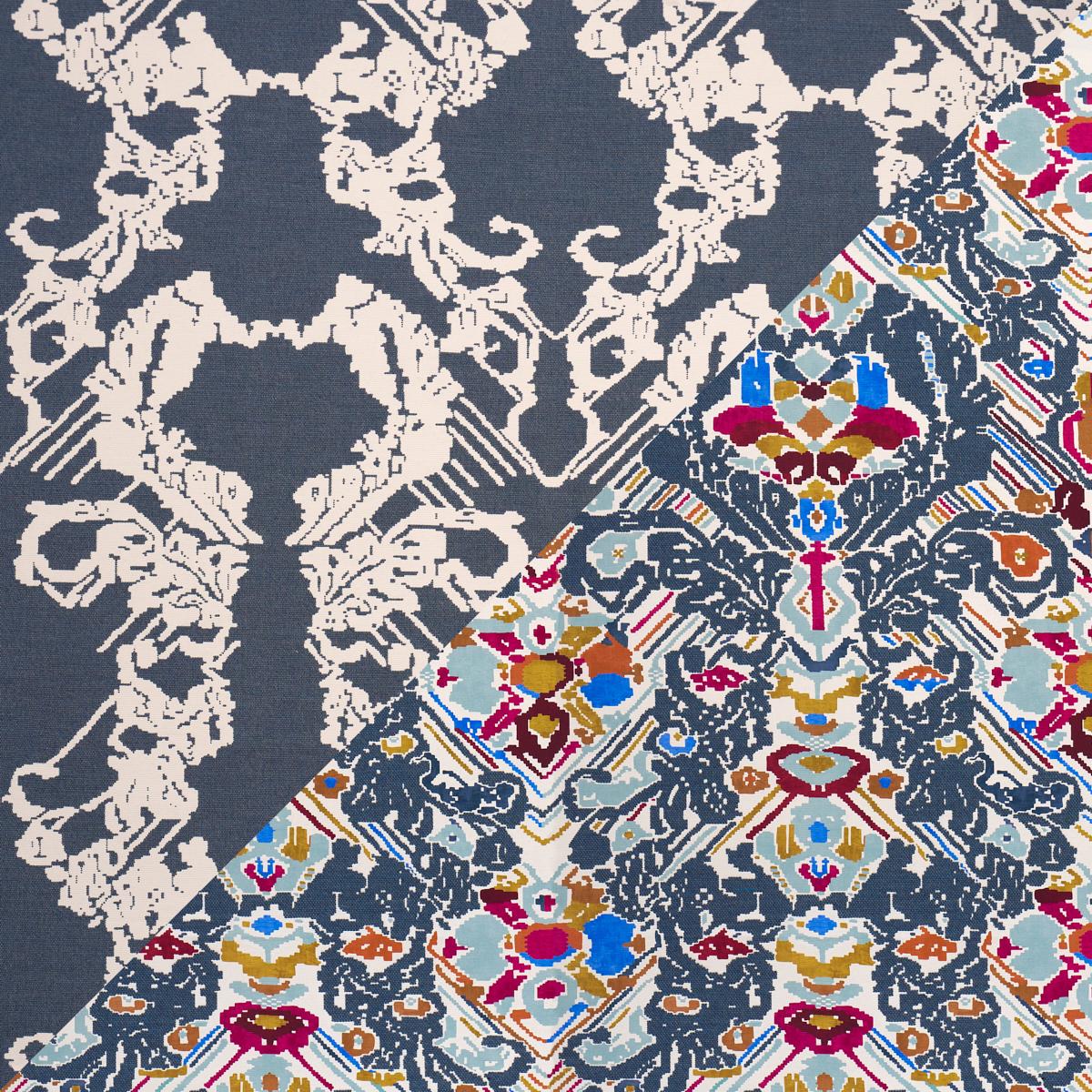 Schumacher Reversible Digital Damask Denim Fabric