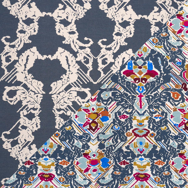 Schumacher Reversible Digital Damask Denim Fabric