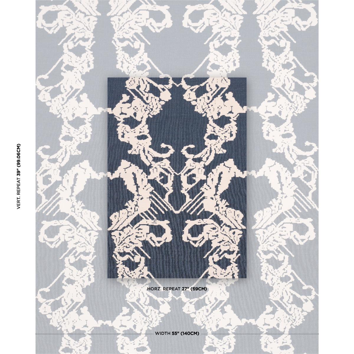 Schumacher Reversible Digital Damask Denim Fabric