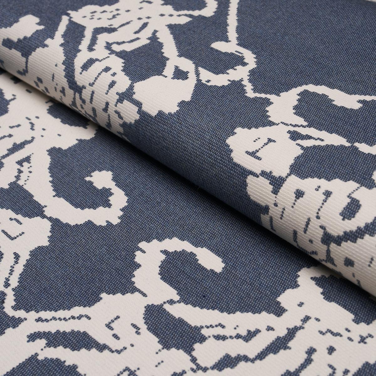 Schumacher Reversible Digital Damask Denim Fabric
