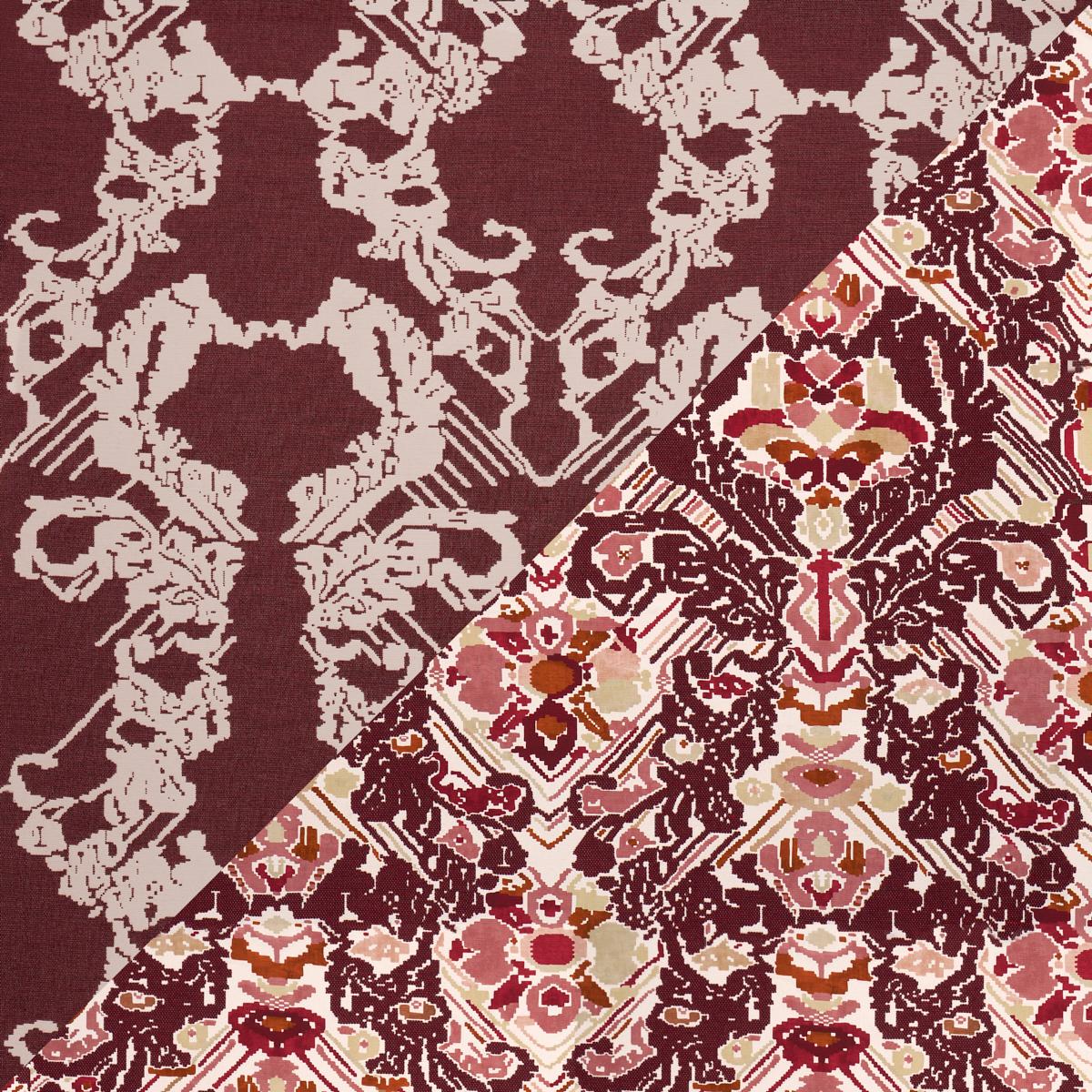 Schumacher Reversible Digital Damask Merlot Fabric
