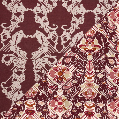 Schumacher Reversible Digital Damask Merlot Fabric
