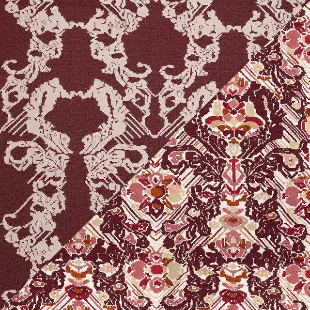 Schumacher Reversible Digital Damask Merlot Fabric