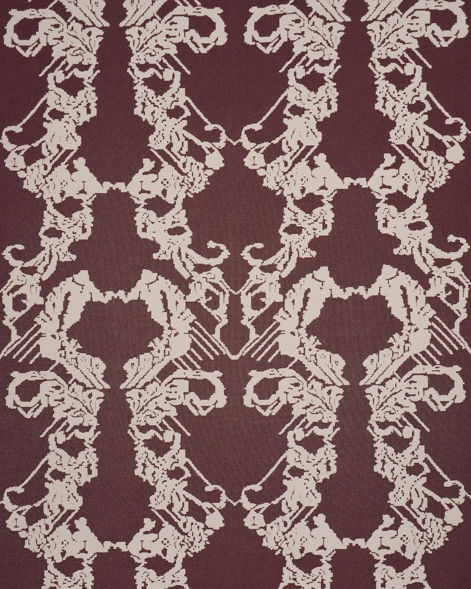 Schumacher Reversible Digital Damask Merlot Fabric