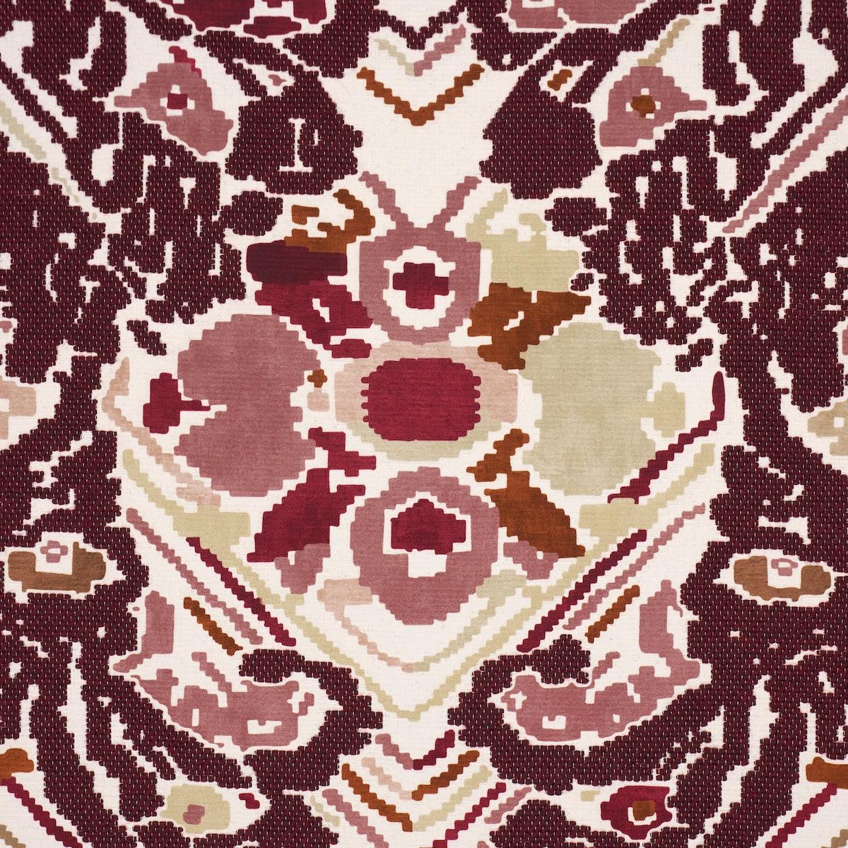 Schumacher Reversible Digital Damask Merlot Fabric