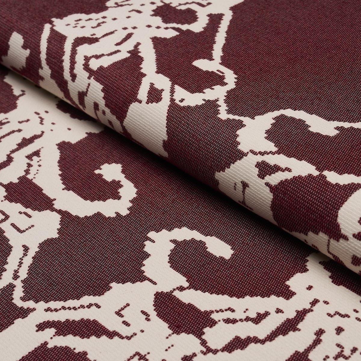 Schumacher Reversible Digital Damask Merlot Fabric