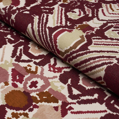 Schumacher Reversible Digital Damask Merlot Fabric