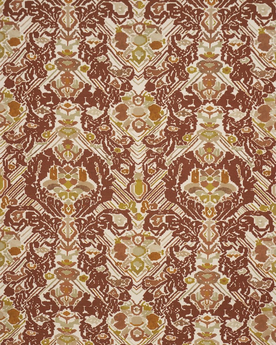 Schumacher Reversible Digital Damask Chartreuse Fabric