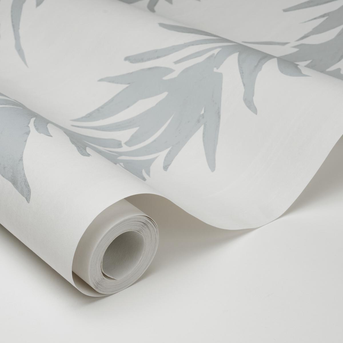 Schumacher X Backdrop White Lotus Cool Gray Wallpaper