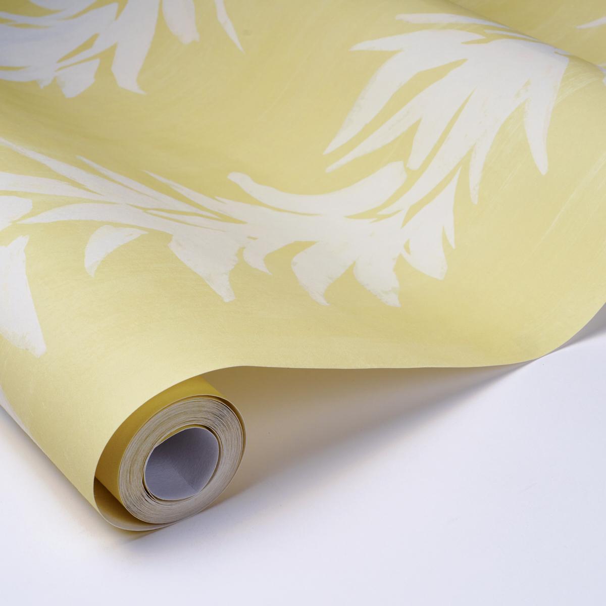 Schumacher X Backdrop White Lotus Light Yellow Wallpaper