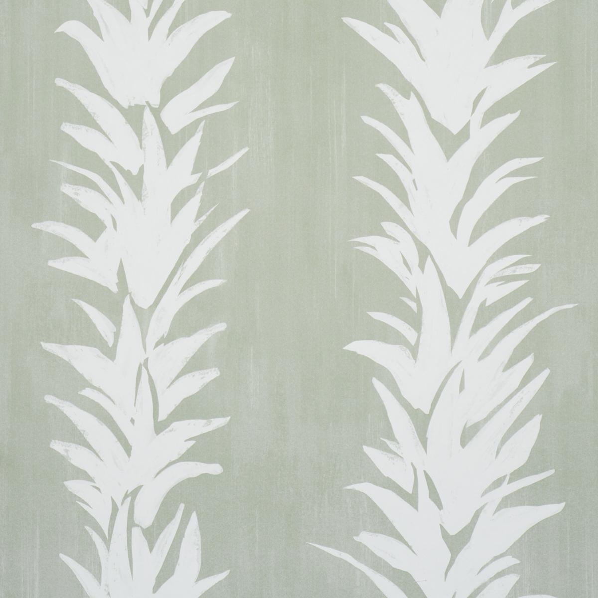 Schumacher X Backdrop White Lotus Cool Green Wallpaper