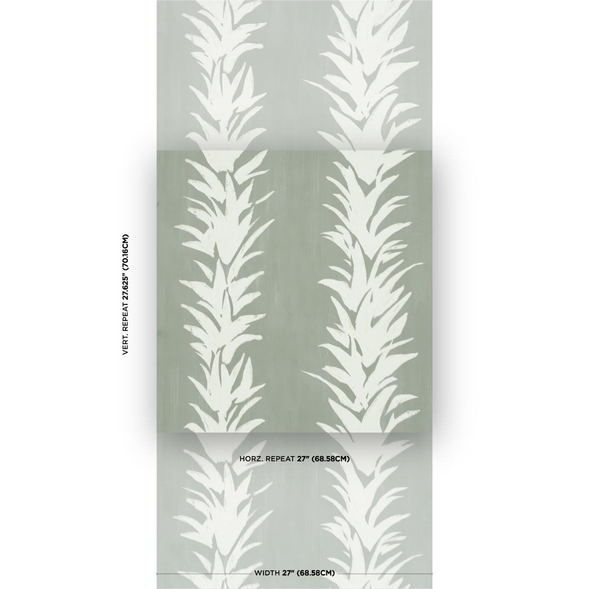 Schumacher X Backdrop White Lotus Cool Green Wallpaper