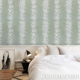 Schumacher X Backdrop White Lotus Cool Green Wallpaper