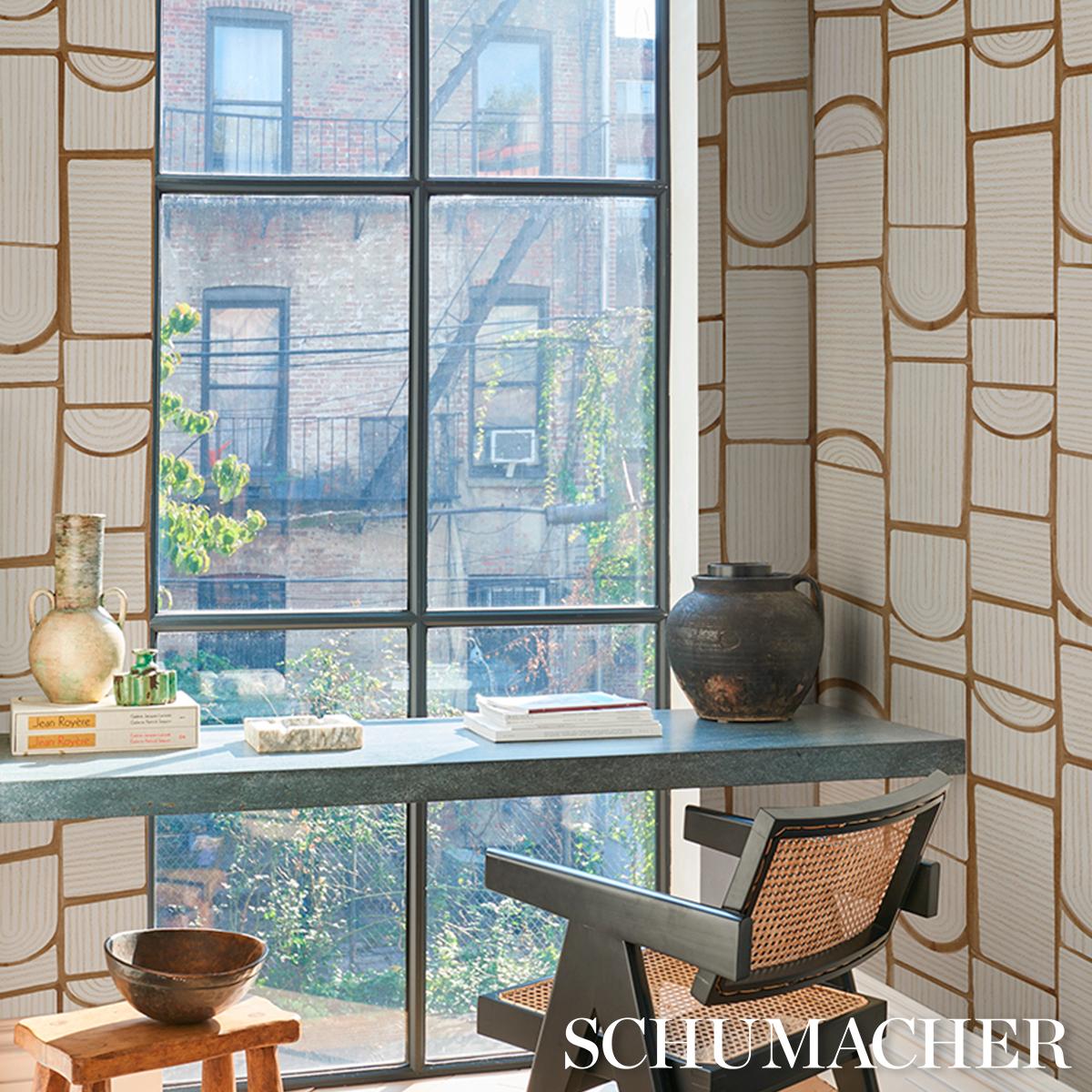 Schumacher X Backdrop Bloomsbury Teak Wallpaper